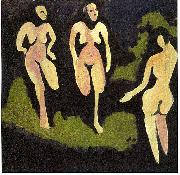 Ernst Ludwig Kirchner Nudes in a meadow Germany oil painting artist